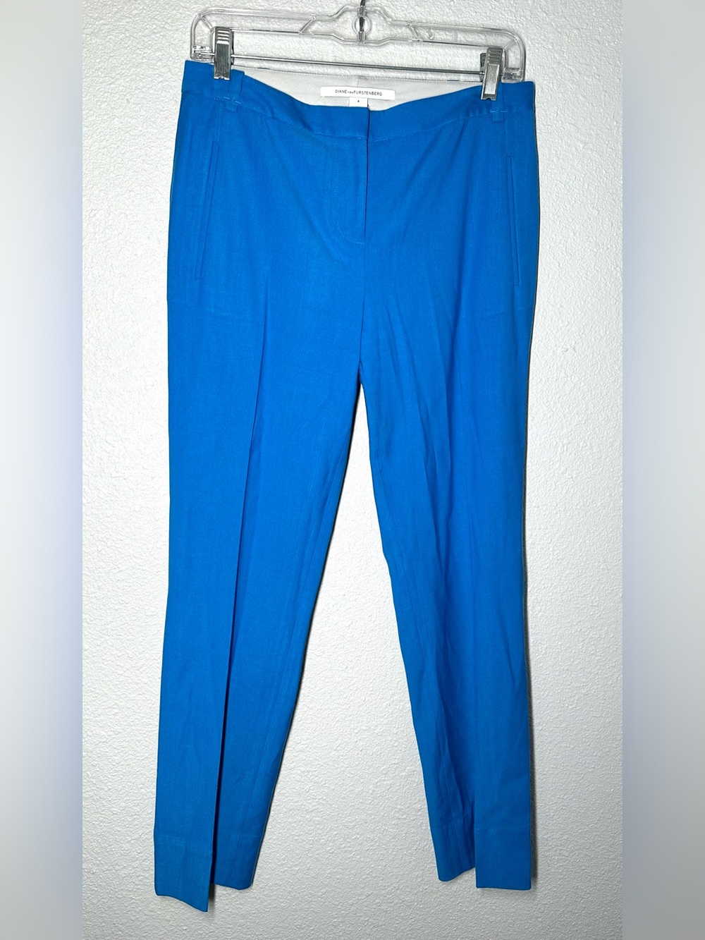 Diane Von Furstenberg Women's Bright Blue Slim Leg Pants Size 4